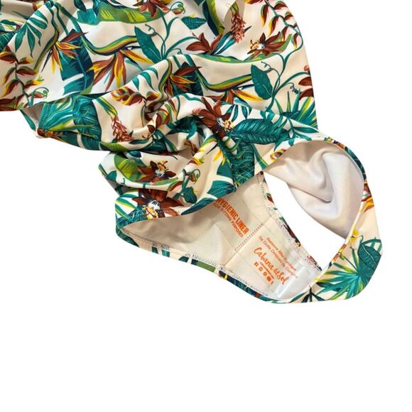 Cabana Del Sol One Piece Swimsuit Off the Shoulder Palm Floral Womens Small NWT - Picture 7 of 12